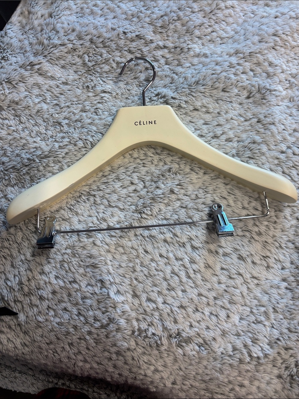 Celine Cream Wooden Clothes Hanger with Metal Clips